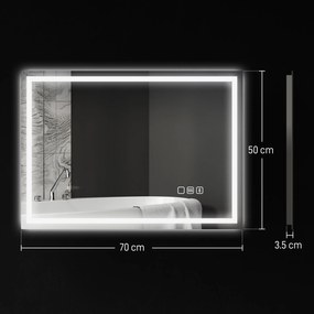 HOMCOM Oglindă Baie Antiaburire cu Lumină LED și Difuzor Bluetooth 50x70 cm | Aosom Romania