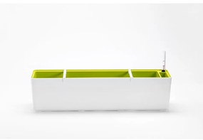 Jardinieră autoirigare Plastia Berberis 80, alb + verde, 80 cm