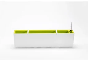 Jardinieră autoirigare Plastia Berberis 80, alb + verde, 80 cm