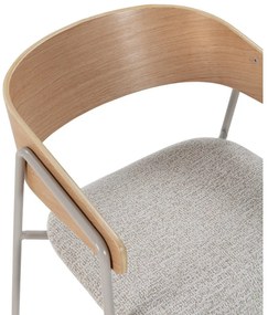 Set de scaune de sufragerie gri deschis/în culoare naturală cu cotiere 2 buc. tapițat Cora – MOME