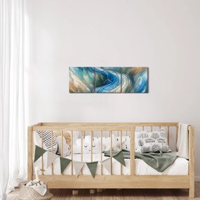 Tablou - Curent abstract (cu ceas) (90x30 cm)