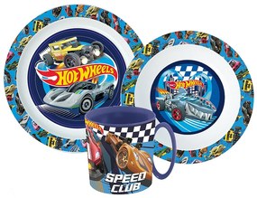 Hot Wheels Blue Fire set de masă, set din plastic micro cu cană de 350 ml