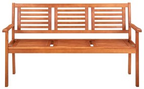 Banca de gradina cu 3 locuri, 150 cm, lemn masiv de eucalipt Maro, 150x60x89 cm, 1