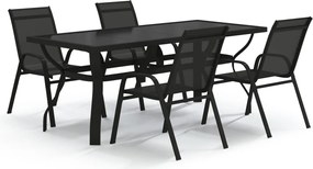 vidaXL Set de servit masa pentru grădină, 5 piese, negru