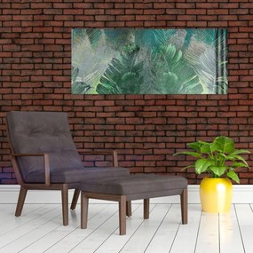 Tablou - Textura de beton cu frunze (120x50 cm)