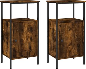 vidaXL Noptiere, 2 buc., stejar fumuriu, 41x31x80 cm, lemn compozit