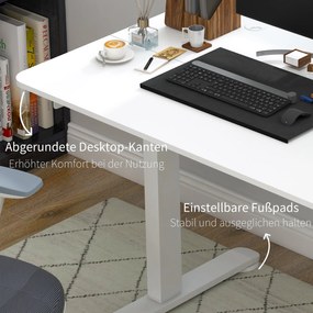 Vinsetto Birou Electric de Înălțare și Coborâre, 140 cm x 70 cm x 116 cm, Alb | Aosom Romania
