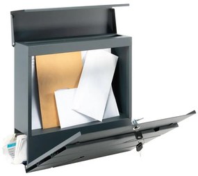 Cutie poștală cu compartiment pentru ziare, antracit, 2 chei