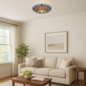 Brilagi - Plafonieră Tiffany cu vitralii LORAS 2xE27/60W/230V