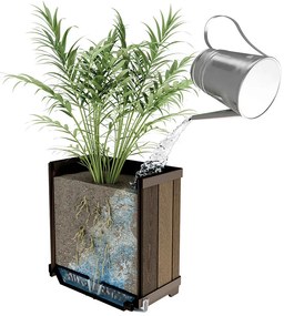 Cutie decorativă pătrată din plastic cu relief, 74 L, nuc