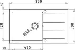 Pyramis 70107111 - Chiuvetă de bucătărie ATHLOS, granit, negru, 86 x 50 cm