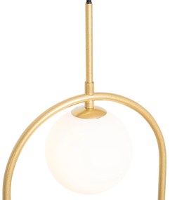 Suspensie art deco aurie cu sticla alba 3 lumini - Isabella