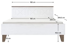 Pat matrimonial 180 cm Telegrafo (pin canyon + stejar sonoma truflă) (cu somieră). 1116513