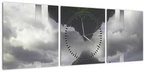 Tablou - Munții din Islanda, colaj geometric (cu ceas) (90x30 cm)