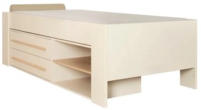 Pat pentru copii bej cu spațiu de depozitare fără somieră 90x200 cm Captain – Roba