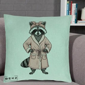 Perna Decorativa Albinuta Kawaii Vesela, 40x40 cm, Verde Menta, Husa Detasabila, Perna Inclusa, BEKZ®
