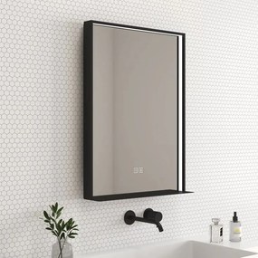 Oglinda cu iluminare si dezaburire Inter Ceramic Enzo rama neagra 60x80 cm
