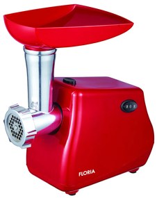 Masina de tocat carne FLORIA ZLN-2387, Rosu Putere 1300W, Accesorii umplut carnati, Functie revers, 1.6kg/min
