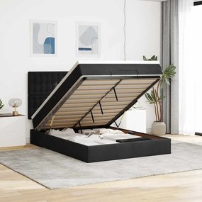 vidaXL Cadru de pat otoman cu saltele, catifea neagră 140x190cm