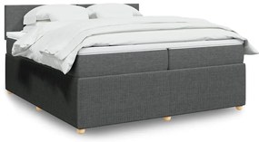 vidaXL Pat box spring cu saltea, gri închis, 200x200 cm, textil