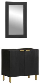 3309994 vidaXL Set mobilier de baie, 2 piese, negru, lemn compozit