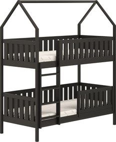 Pat Nemos pentru copii supraetajat tip căsuță – Culoare Negru, 80x180