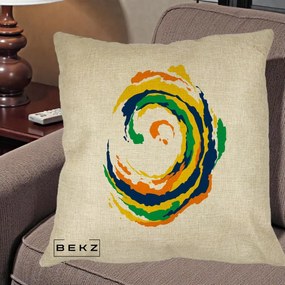 Perna Decorativa Vortex Abstract Colorat, 40x40 cm, Crem, Husa Detasabila, Perna Inclusa, BEKZ®