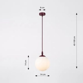 Candelabru pe cablu COSMO 1xE14/10W/230V Ø 14 cm roșu/alb