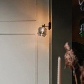 Spotlight de tavan de design negru cu auriu și sticlă fumurie - Zuzanna