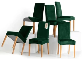Restilo Husă pentru scaun Sento verde închis, 48 x48 x 58 + 10 cm, set de 6 bucăți