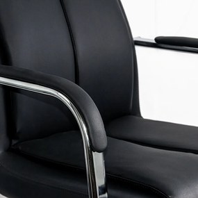 Scaun vizitator negru OFF 8117 din piele ecologică și cadru cromat tip sanie