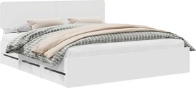 vidaXL Cadru de pat cu headboard Alb 200 x 200 cm Lemn prelucrat