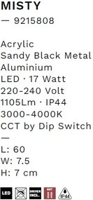 Aplica de perete LED baie IP44 MISTY negru