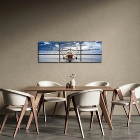 Tablou cu aeroplan cu motor (cu ceas) (90x30 cm)