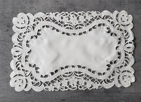 Față de masă elegantă cu broderie decorativă - alb Lățime: 30 cm | Lungime: 45 cm