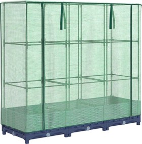 vidaXL Pat de flori înălțat cu prelată de seră, aspect ratan, 120x40x123 cm