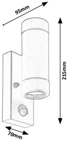 Aplica up/down de perete, cu senzor de miscare, protectie IP44, Medina negru