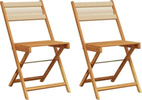 vidaXL Scaune de bistro, 2 buc., bej, lemn masiv acacia și funie