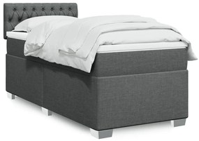 vidaXL Pat box spring cu saltea, gri închis, 90x190 cm, textil