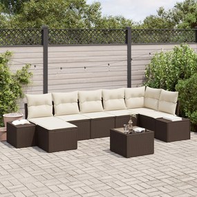 vidaXL Set de canapele pentru grădină cu pernă 8 pcs Maro Rattan poli
