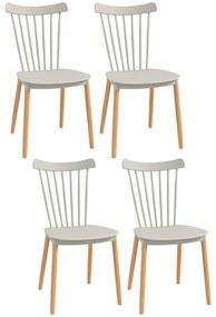 HOMCOM Set de 4 scaune stil scandinav, spătar înalt, șezut din polipropilenă, picioare din fag 48 x 52,5 x 83 cm gri | Aosom Romania