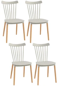 HOMCOM Set de 4 scaune stil scandinav, spătar înalt, șezut din polipropilenă, picioare din fag 48 x 52,5 x 83 cm gri | Aosom Romania