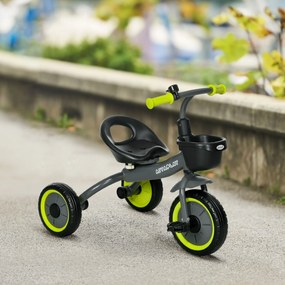 AIYAPLAY Tricicletă pentru Copii cu Scaun Reglabil, Bicicletă pentru Copii cu Coș și Clopoțel, 70.5x53x58 cm, Negru | Aosom Romania