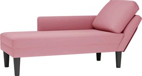 vidaXL Șezlong cu pernă și cotieră dreapta, roz, catifea