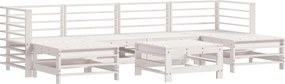 vidaXL Set mobilier de grădină, 7 piese, alb, lemn masiv de pin