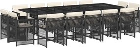 vidaXL Set mobilier de grădină cu perne, 15 piese, negru, poliratan