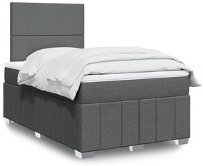vidaXL Pat box spring cu saltea, gri închis, 120x190 cm, textil