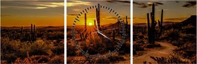 Tablou - Sfărșit de zi în deșertul Arizona (cu ceas) (90x30 cm)