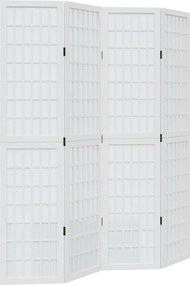 vidaXL Paravan cameră 4 panouri, alb, lemn masiv paulownia