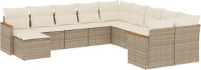 vidaXL Set canapele de grădină cu perne, 11 piese, bej, poliratan